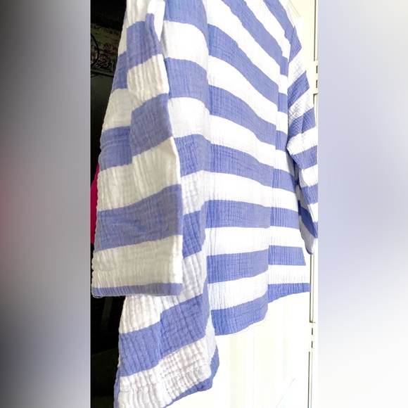 Habitat Periwinkle Blue and White Striped Shirt. 100% Cotton, 3/4 Sleeve  EC SzM - Picture 6 of 14